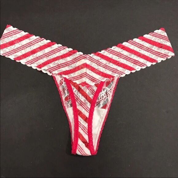 Victorias Secret Christmas Everyday one size fits all thong Glitter striped M L - Picture 3 of 3